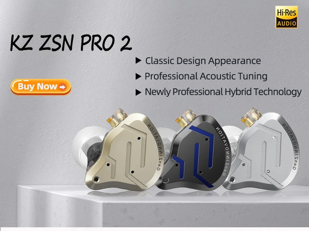 KZ Castor Wired Earbuds HiFi Bass Earphones with Dual Dynamic Drivers, Tunable Balanced Armature In-Ear Headphones, High Resolution Audio Earbuds