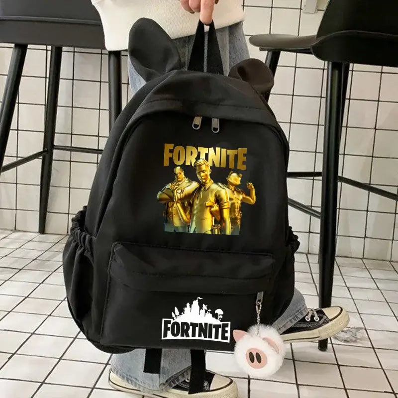 New Fortnite Cartoon Backpack Boy Girl Casual Schoolbag Large Capacity Student Bag Rabbit Ears Travel Backpack Stationery Gift