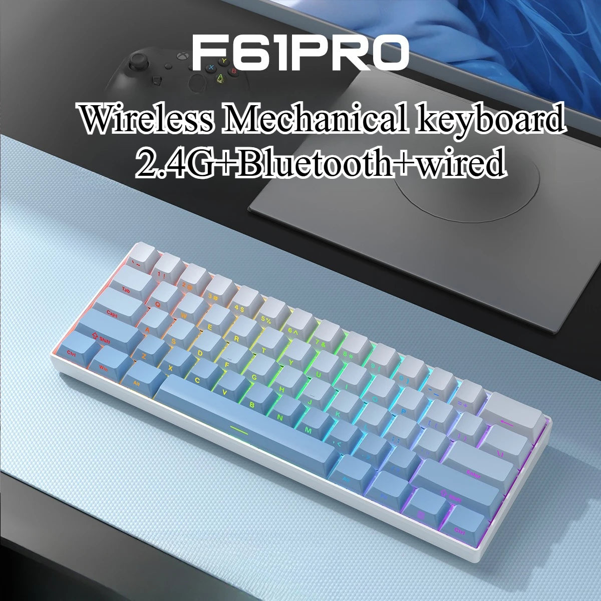 Bluetooth Wireless Mechanical Keyboards RGB Gamer Keyboard for Tablet Mechanical 60% iPad Backlit Mini USB Keyboard