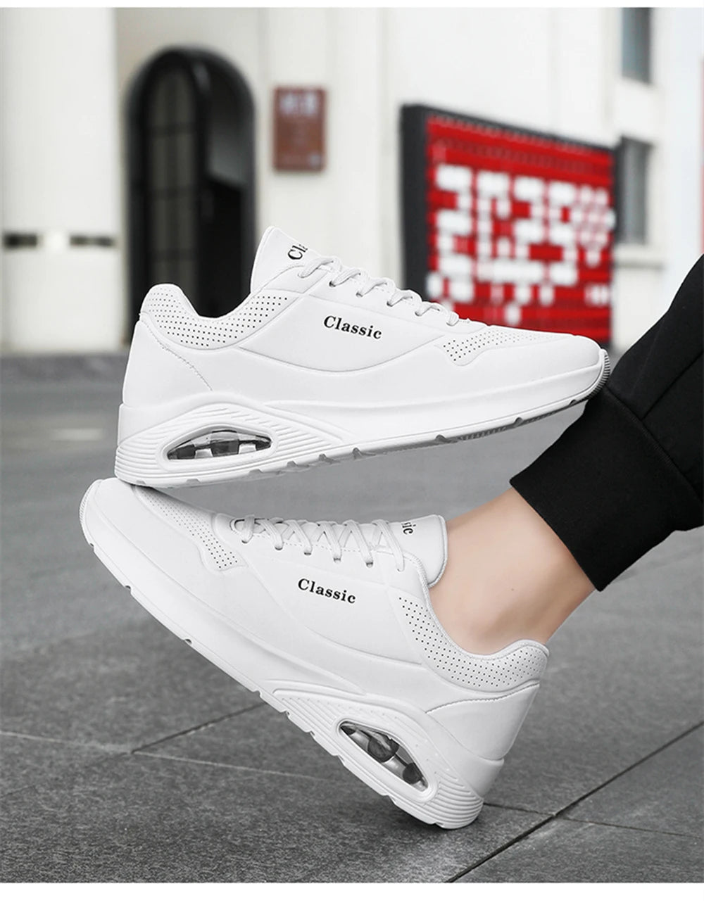Men's Breathable Shock-Absorbing Running Shoes with Air Cushion Lightweight Low-Top Sneakers for Gym Training Casual Wear