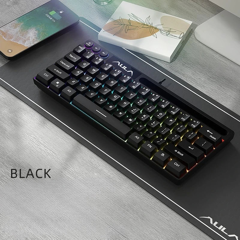 AULA F3061 Wired RGB Gaming Keyboard Membrane Keyboard 60% Gamer PC Keyboard USB Cute Keyboard