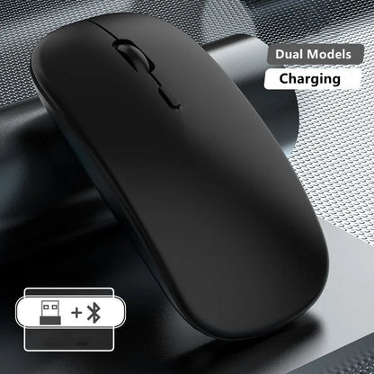 Rato sem fios recarregável de modo duplo, compatível com Bluetooth, 2.4G USB, para computador portátil, iPad, tablet e notebook, rato gaming