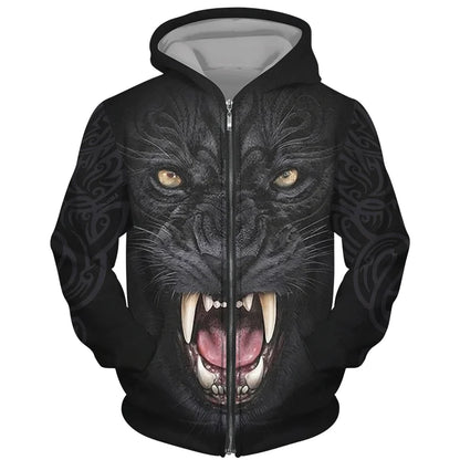Cool 3D Wolf Printed Zipper Hoodies Fashion Men/Women Streetwear Hooded Jacket Coat Unisex Casual Hip Hop Pullover Sweatshirts