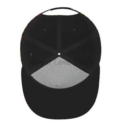 Farverig baseballcap med graffitikunst-print, justerbar snapback-kasket til mænd og kvinder, unisex hiphop-kasketter med flad skygge