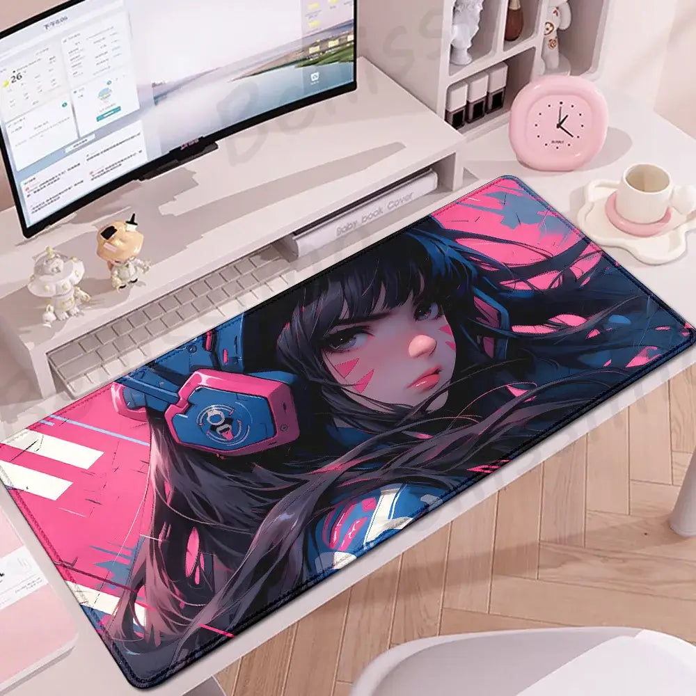 Acessórios Gaming O-Overwatch D-D.va Tapete de Rato Grande para Teclado e Rato, Deskmat XXL Estendido para PC, Tapete Gamer