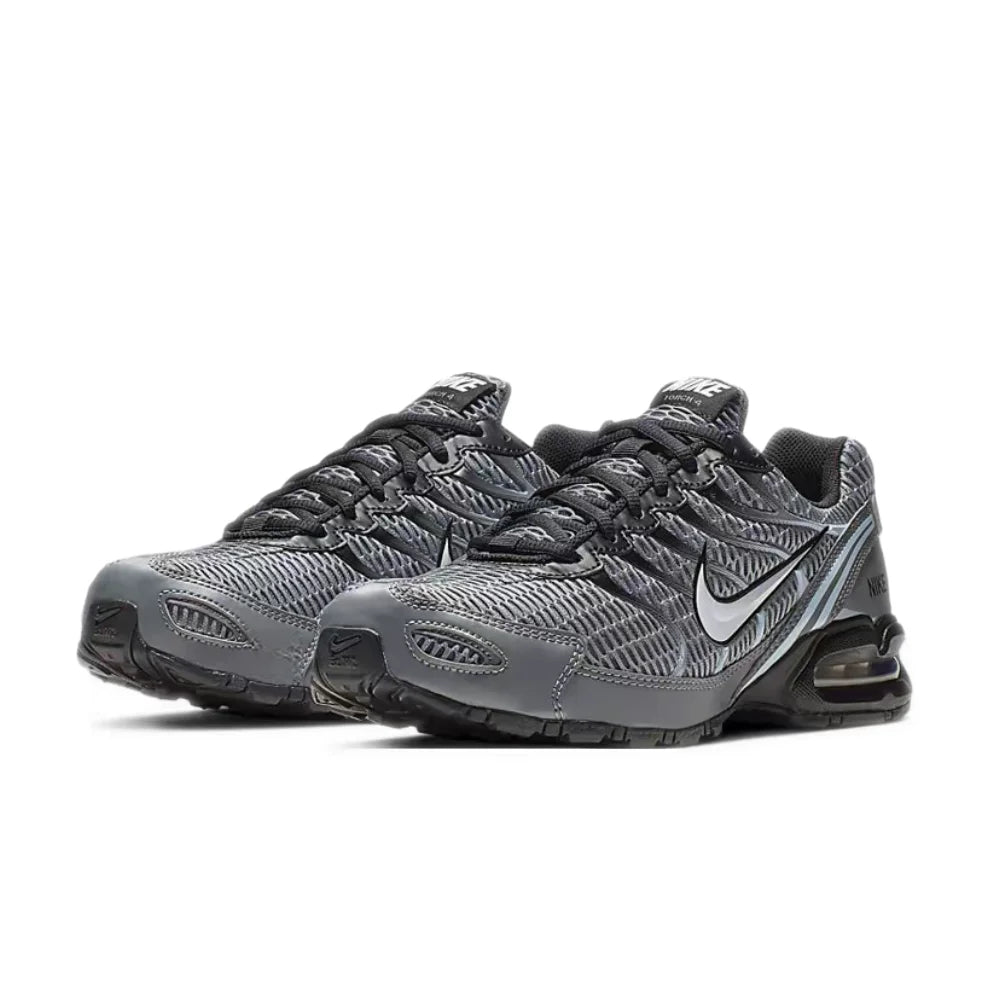 Męskie buty do biegania Nike Air Max Torch 4 z niską cholewką – szaro-srebrne, z materiału codziennego użytku, z oddychającej siateczki i charakteryzujące się długą żywotnością 343846-012