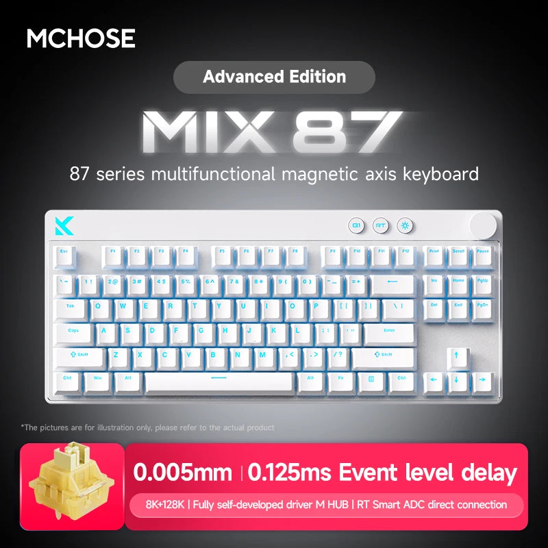 MCHOSE MIX87 Wired Gaming Keyboard Magnetic Switch Keyboard 8K+256K Esport 0.08ms Low Latency E-Sports Custom Gamer Accessories