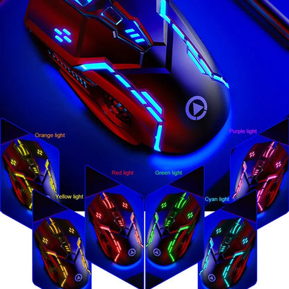 Rato Gaming Ergonómico com Fio YINDIAO RGB Silencioso, Retroiluminação LED, 3200dpi, 6 Botões, G5 USB, Rato Mecânico para PC, Portátil e Computador