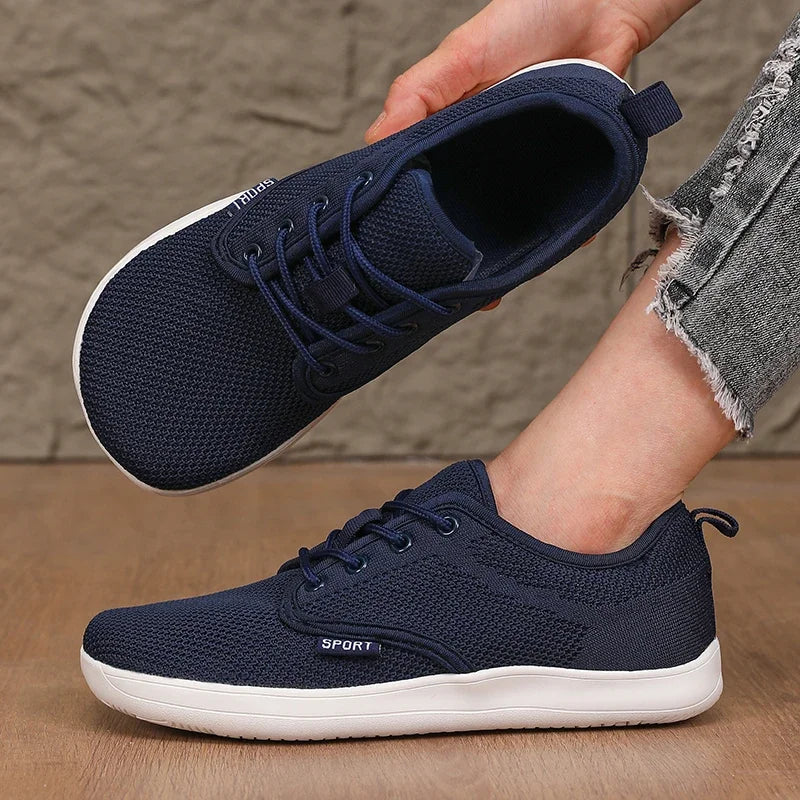 Summer Breathable Women's Flat Shoes Lightweight Mesh Comfortable Walking Shoes Men's Wide Foot Soft Sole Casual Wear Bare Foot