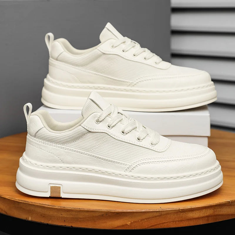 British Style Casual Leather Shoes Men Classic Soft Leather Breathable Lace-Up Walking Shoes Flat Brand Minimalist Driving Shoes
