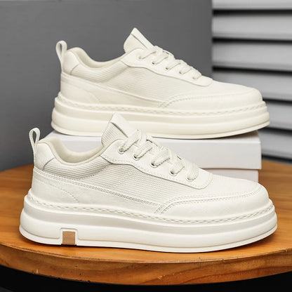 British Style Casual Leather Shoes Men Classic Soft Leather Breathable Lace-Up Walking Shoes Flat Brand Minimalist Driving Shoes