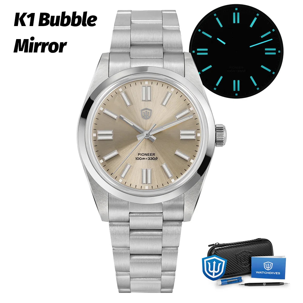 Watchdives WD1016 V3 36Mm Vintage Watch VH31 Sweep Quartz Watches Man Enamel Blue K1 Bubble Mirror Sapphire Lumes 10Atm Relojes