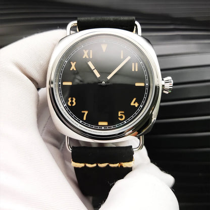45mm Men's Vintage Pilot ST3600-1 Hand-Wound Mechanical Movement Luminous Sterile Dial Green Strap Men's Watch