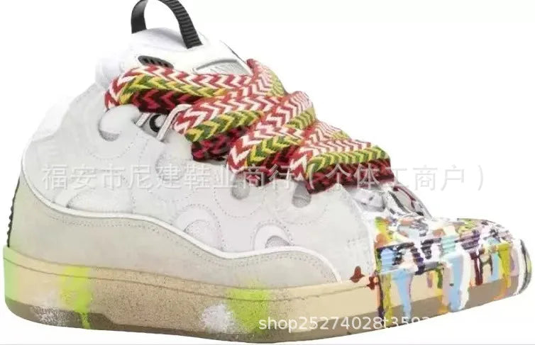 Comfortabele skateschoenen met hoge hak en dikke zool, casual sportieve dad bag-schoenen, Vietnamese en Cambodjaanse nieuwe stijl, slip-on met knoopsluiting