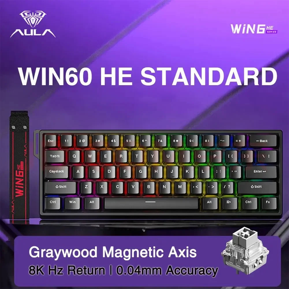 AULA WIN60 HE Magnetic Keyboard Wired Trigger 8K Return Esports Gamer Customize RGB Mechanical Gaming Keyboard