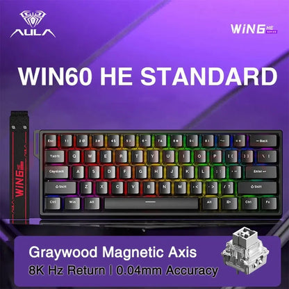 AULA WIN60 HE Magnetic Keyboard Wired Trigger 8K Return Esports Gamer Customize RGB Mechanical Gaming Keyboard