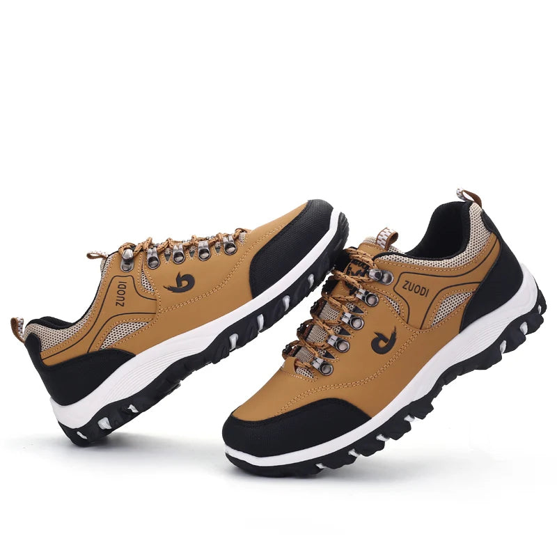 Autumn And Winter Models, Men's Waterproof Hiking Shoes, Outdoor PU Leather Sports Shoes, Wear-Resistant,  Walking, Tactical
