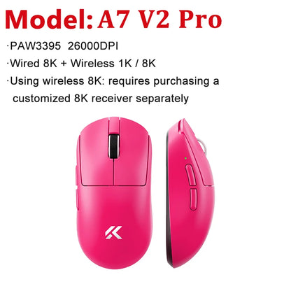 MCHOSE A7 V2 Ultra / Pro Lekka bezprzewodowa mysz gamingowa Dual 8000Hz PAW3950 TI 42000DPI dla graczy e-sportowych na PC