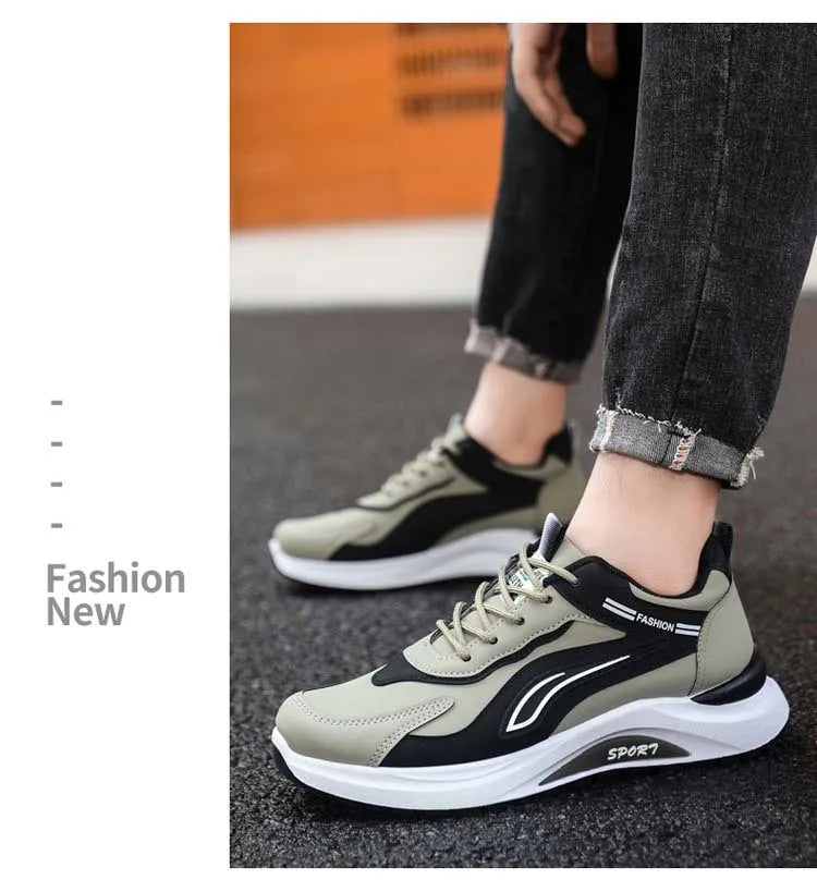 Men's Fashionable Korean Style Lace-Up Casual Running Shoes Comfortable Breathable Thick Bottom Sports Sneakers
