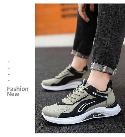 Men's Fashionable Korean Style Lace-Up Casual Running Shoes Comfortable Breathable Thick Bottom Sports Sneakers
