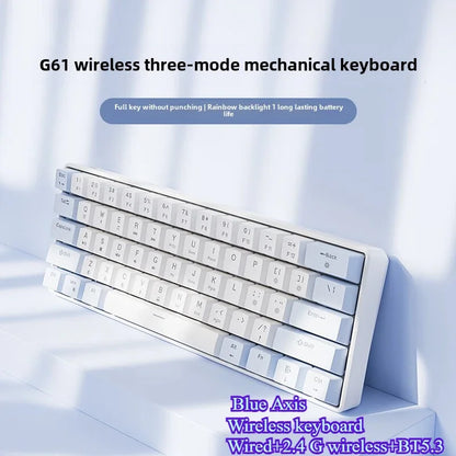 Wired Mechanical Keyboard 60% Gamer Bluetooth Backlit Keyboards for Tablet Mini Ergonomic Key Board White