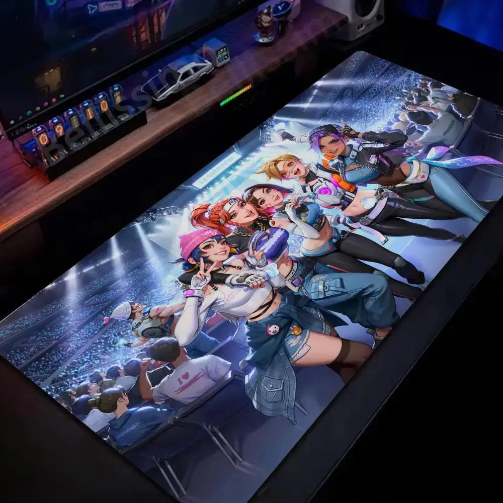 Alfombrilla de ratón grande Overwatch para PC gamer, alfombrilla extendida para teclado rosa cute, accesorios gaming para portátil, tapete de escritorio kawaii HD