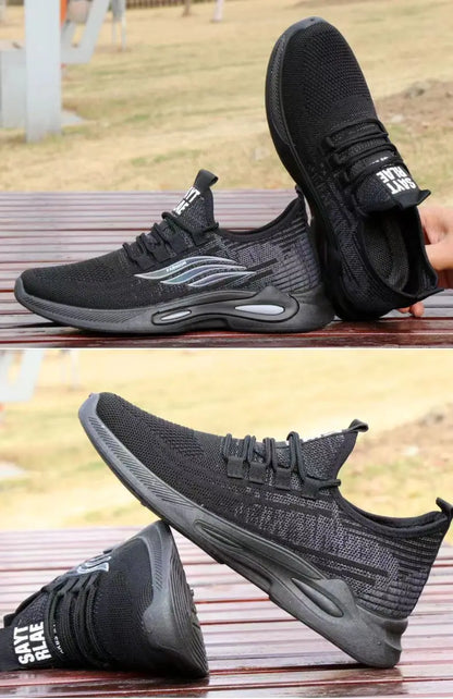 Breathable Running Shoes Men's Sporty Casual Outdoor Travel Lightweight Rubber Outsole Flat Heel round Toe Knitted Mesh Upgraded