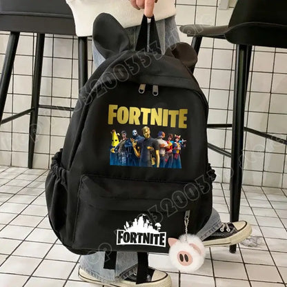 New Fortnite Cartoon Backpack Boy Girl Casual Schoolbag Large Capacity Student Bag Rabbit Ears Travel Backpack Stationery Gift