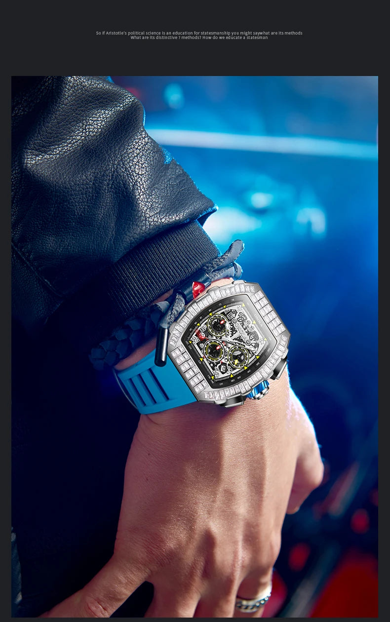 Hot Selling Fashion Fully Automatic Mechanical Watches Men ONOLA Unique Design with Diamond Inlaid Waterproof Tape Men's Watch