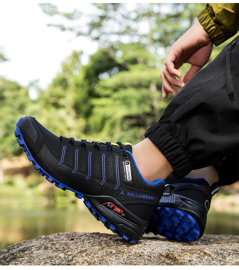 Men's Waterproof Hiking Shoes Outdoor Breathable Travel Walking Shoes Tactical Training Shoes Comfortable Lockless Cycling Shoes