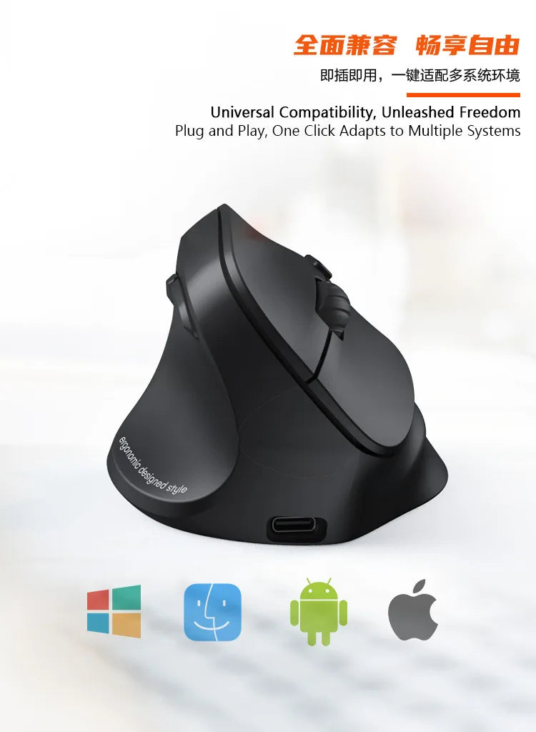iMice Left Hand Wireless Mouse Bluetooth Ergonomic Mouse, Rechargeable Silent Vertical Mouse, 2400 DPI Bluetooth & 2.4G Wireless Mouse for PC, Laptop & MacBook