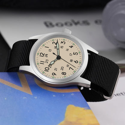 Militado ML05 Military Watch VH31 Sweep Movement Domed Sapphire Crystal Wristwatch High Clear AR Coating 38mm Vintage Watches