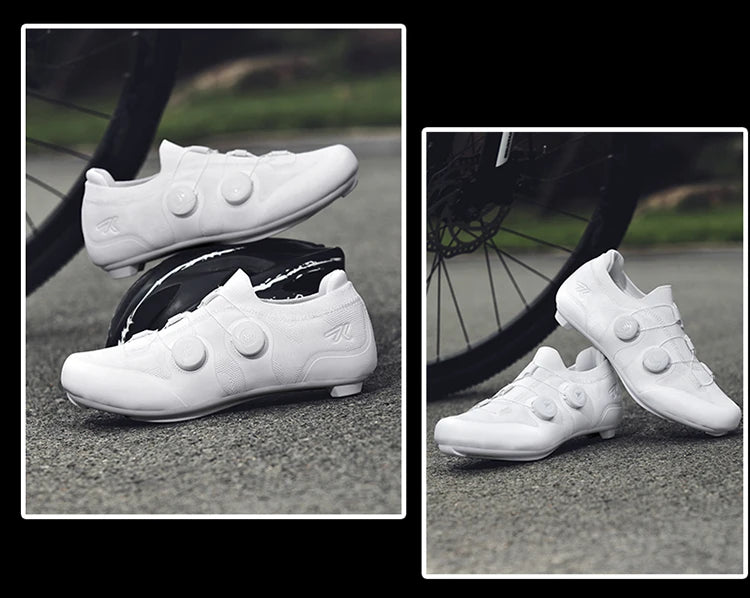 Cycling shoes road bike unisex, HsYixin breathable SPD self-locking non-slip racing road bike shoes flat MTB bicycle sneakers