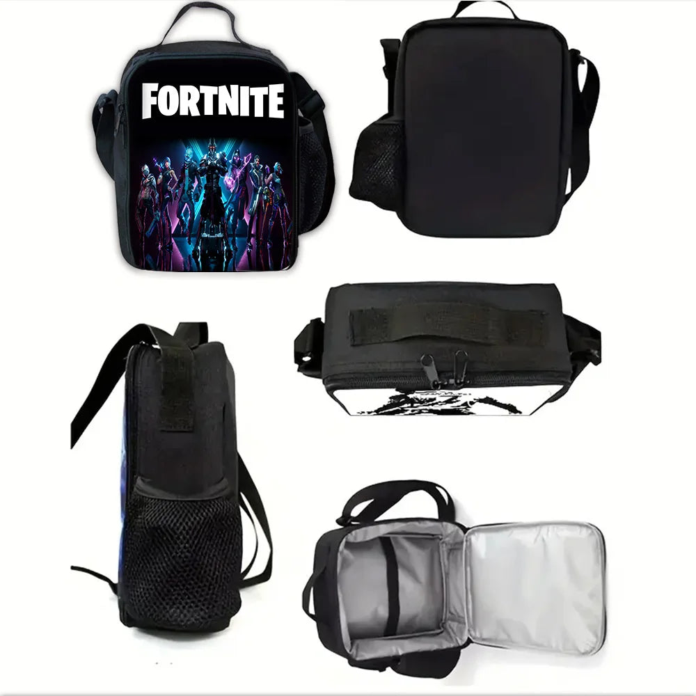 Mochila Escolar Infantil Hot Game com Lancheiras, Design-F-FortniteS, Estojos para Lápis, Mochilas Escolares para Rapazes e Raparigas, Melhor Presente