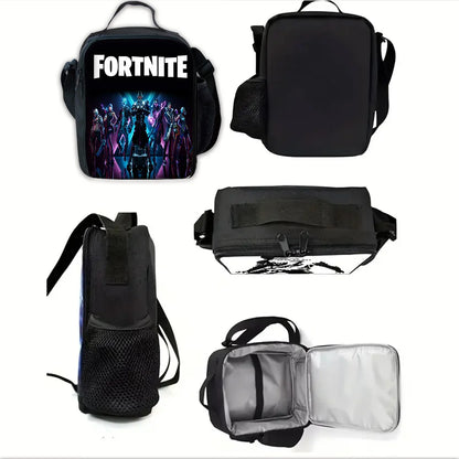 Mochila Escolar Infantil Hot Game com Lancheiras, Design-F-FortniteS, Estojos para Lápis, Mochilas Escolares para Rapazes e Raparigas, Melhor Presente