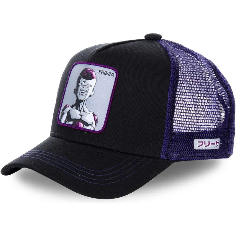 Casquette Dragon Ball Son Goku pour l'été : casquette de voyage à visière, pour homme, brodée, style hip-hop, visière pare-soleil, casquette trucker ajustable en maille