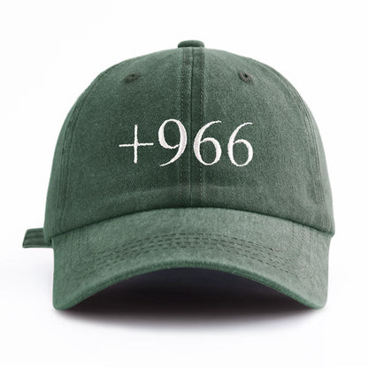1pc +966 Embroidery Washed Baseball Cap for Adults,  Minimalist Retro Style Casual Soft Adjustable Dad Hat, Perfect As Gift