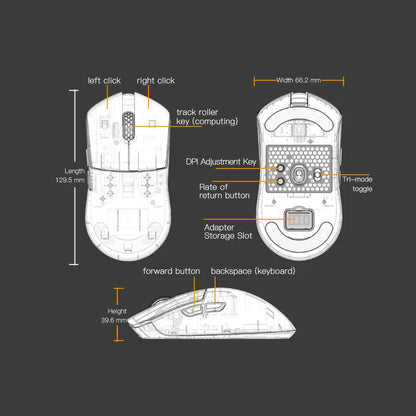 Darmoshark M3Pro Gaming-Maus 2.4G BT kabellos Tri-Mode PAW3395 Sensor N52840 26000DPI für große Hände mit Makro-Treiber – Maus für Gaming