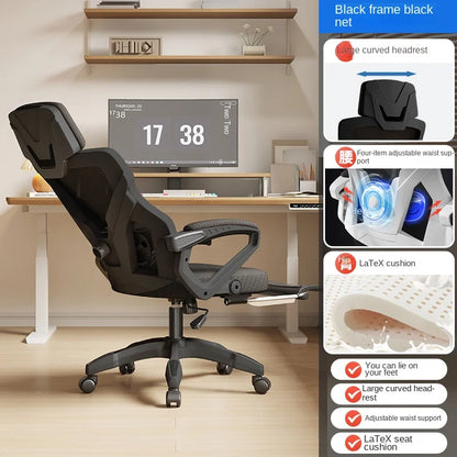 Ergonomic Reclining Seat, Comfortable Office Chair, Household Computer Chair, Student Dormitory, Gaming Chair with Footrest