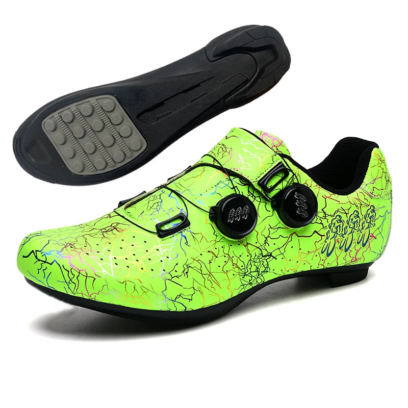 New Women Cycling Sports Shoes Rubber Non-Slip MTB Shoes Men PU Leather Breathable Outdoor Racing Pedal Bicycle Boots Unisex