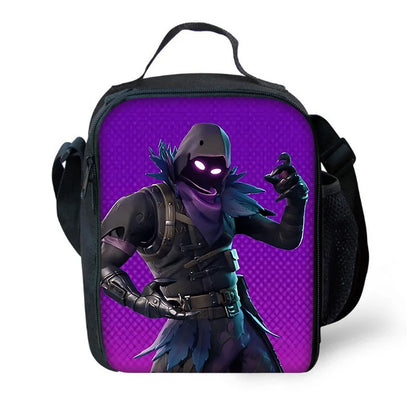 Mochila Escolar Infantil Hot Game com Lancheiras, Design-F-FortniteS, Estojos para Lápis, Mochilas Escolares para Rapazes e Raparigas, Melhor Presente