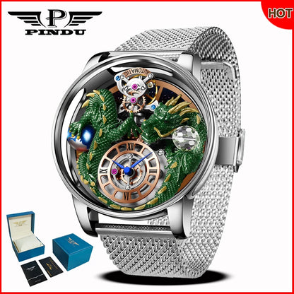 Relógio masculino PINDU Design 2025 NOVO Diamond Tourbillion, relógio de luxo Astronomia de marca premium, quartzo, vidro de safira, impermeável