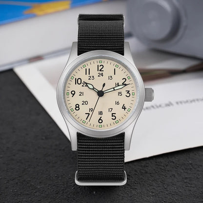 Militado ML05 Military Watch VH31 Sweep Quartz Movement Top Hat Domed Sapphire Crystal Vintage Watch 100m Waterproof Mens Watch