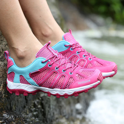 Spring Summer Men Women Outdoor Sneakers Trekking Hiking Shoes Sports Trail Running Shoes Thick Soles Sales Promotion Discount