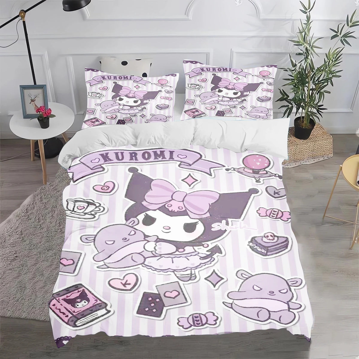Kuromi Duvet Cover Cute Pillowcase Bedding Set Adult Boy Girl Bedroom Decoration Children Gift Single Double Large Size