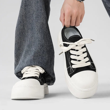 Summer Canvas Sneakers Men Half Shoes Comfortable Breathable Slip-on Shoes Man Mules Street Style Platform Men's Casual Sneakers