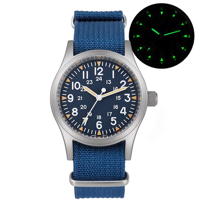 Militado ML05 Military Watch VH31 Sweep Movement Domed Sapphire Crystal Wristwatch High Clear AR Coating 38mm Vintage Watches