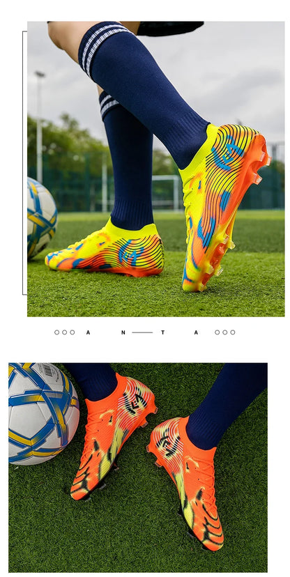 New Men Soccer Shoes Cleats High-quality Football Boots Hot-selling Sneakers Grass Non-Slip Boys Match Outdoor High-top Light