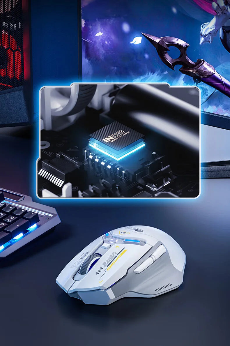 INPHIC IN9 Wireless Gaming Mouse Tri-Mode 2.4G Bluetooth & USB-C Wired, 12000 DPI RGB Programmable Gaming Mouse for PC & Laptop