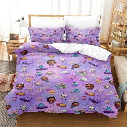 Gabbys Doll house 3D Printed Duvet Case Pillowcase Bedding Set Twin Full King for Kids Adults Bedroom